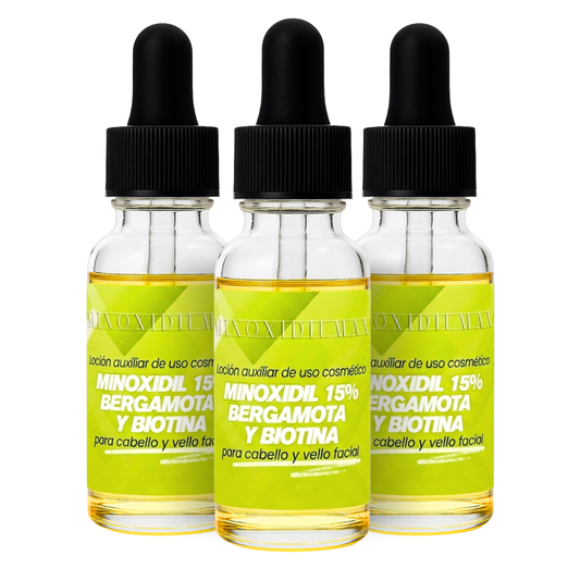 Loción Minoxidil 15% + Bergamota + Biotina Para Cabello Y Barba