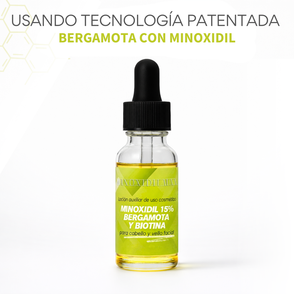 Tratamiento Capilar con Tecnología Patentada - Loción Minoxidilmax 15% + Bergamota + Biotina