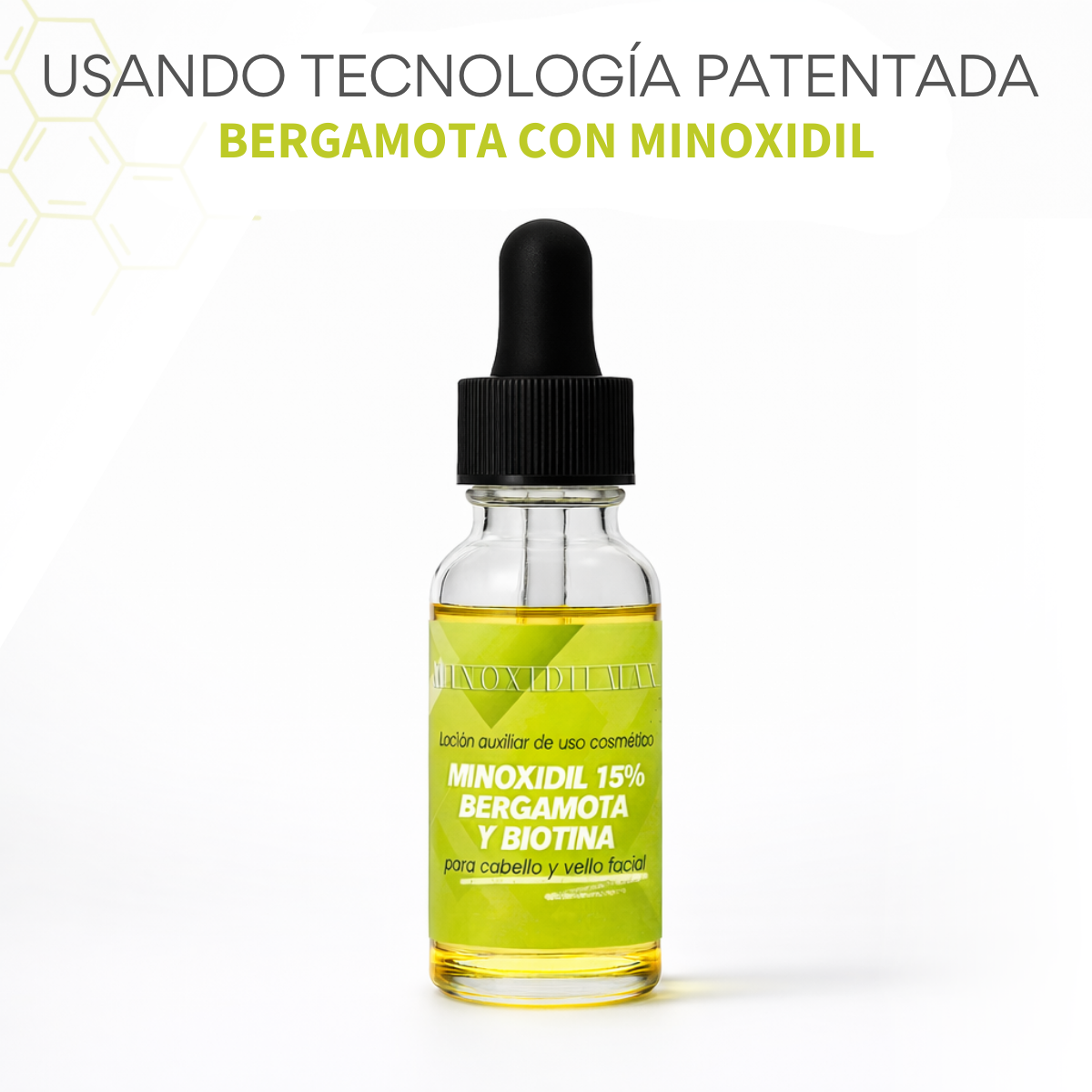 Loción Minoxidil 15% + Bergamota + Biotina Para Cabello Y Barba