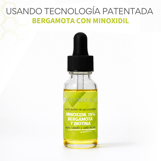 Loción Minoxidil 15% + Bergamota + Biotina Para Cabello Y Barba