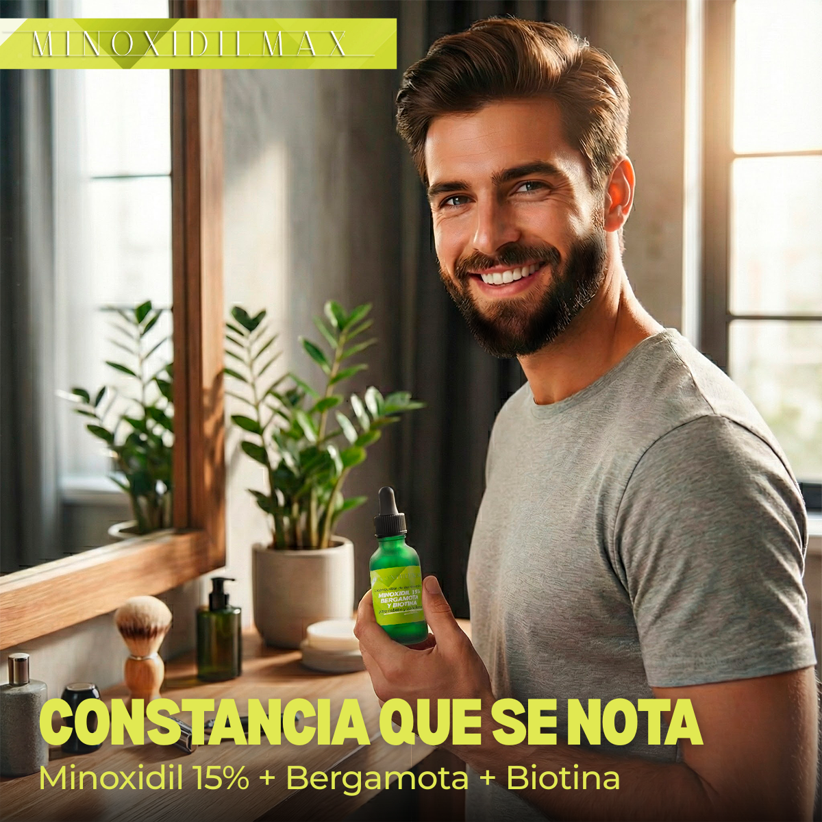 Loción Minoxidil 15% + Bergamota + Biotina Para Barba 50ml