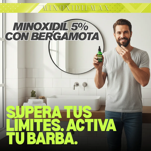 Locion Minoxidil 5% Y Bergamota Auxiliar 50ml Para Barba