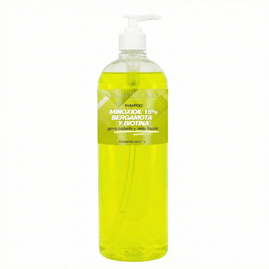 Shampoo Minoxidil 15% + Bergamota + Biotina para Cabello Y Barba