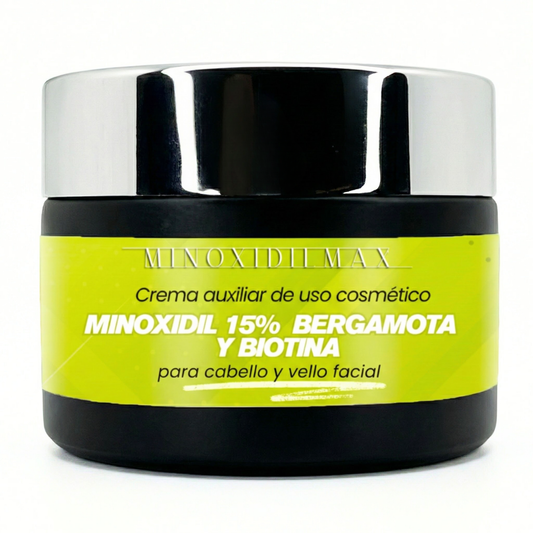 Crema Minoxidil 15% + Bergamota + Biotina para Cabello Y Barba