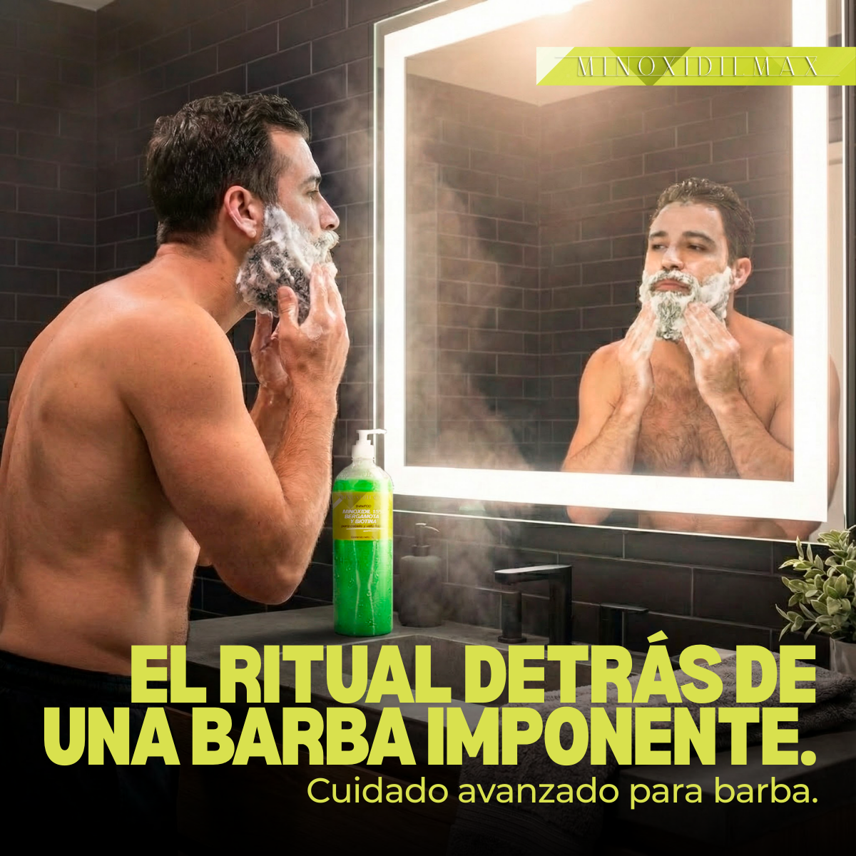 Shampoo Minoxidil 15% + Bergamota + Biotina para Cabello Y Barba