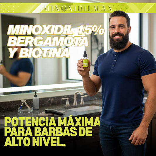 Loción Minoxidil 15% + Bergamota + Biotina Para Cabello Y Barba