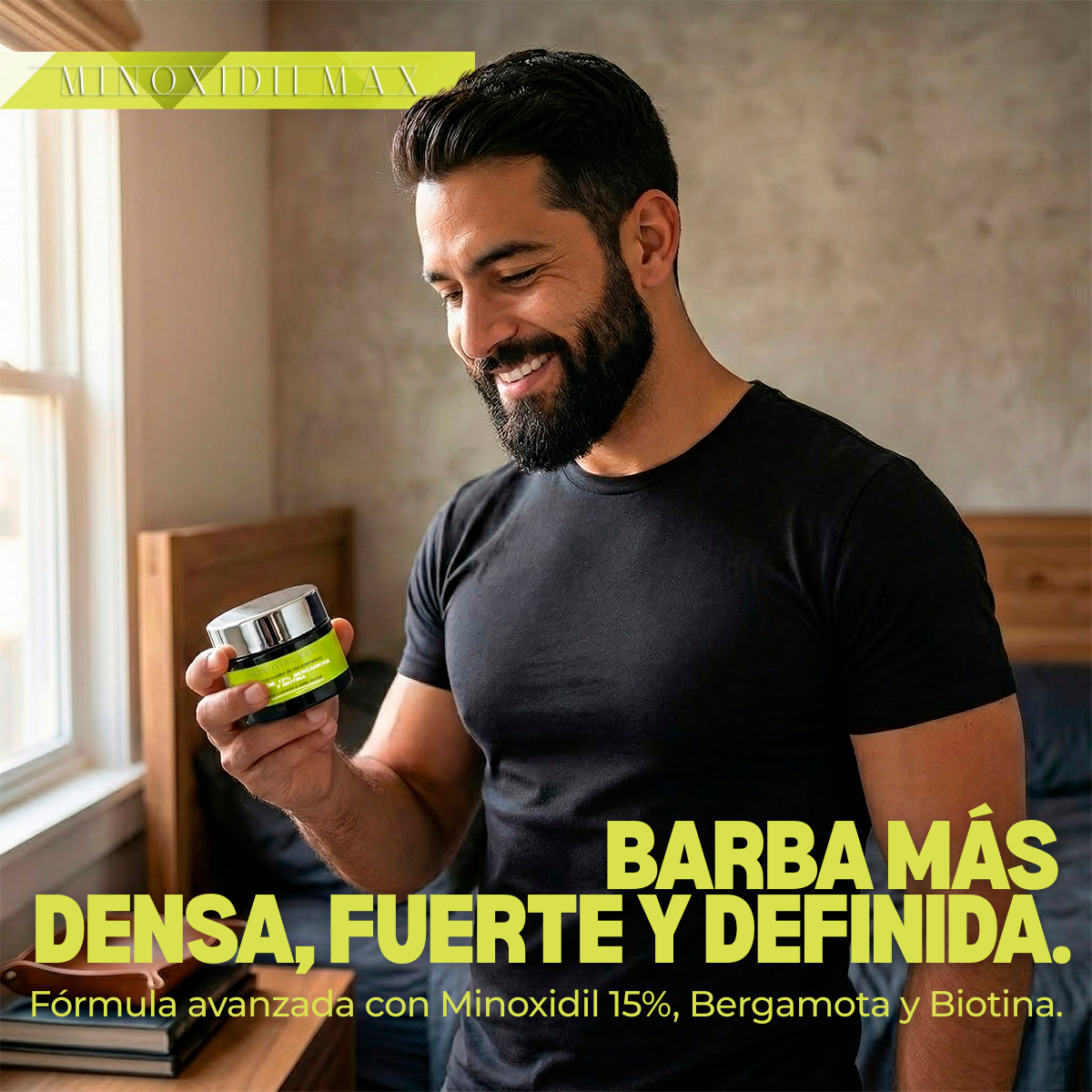 Crema Minoxidil 15% + Bergamota + Biotina para Cabello Y Barba kit 3