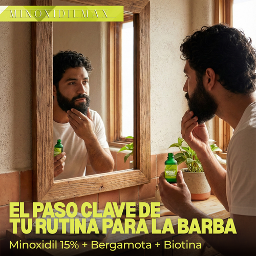 Loción Minoxidil 15% + Bergamota + Biotina Para Barba 50ml