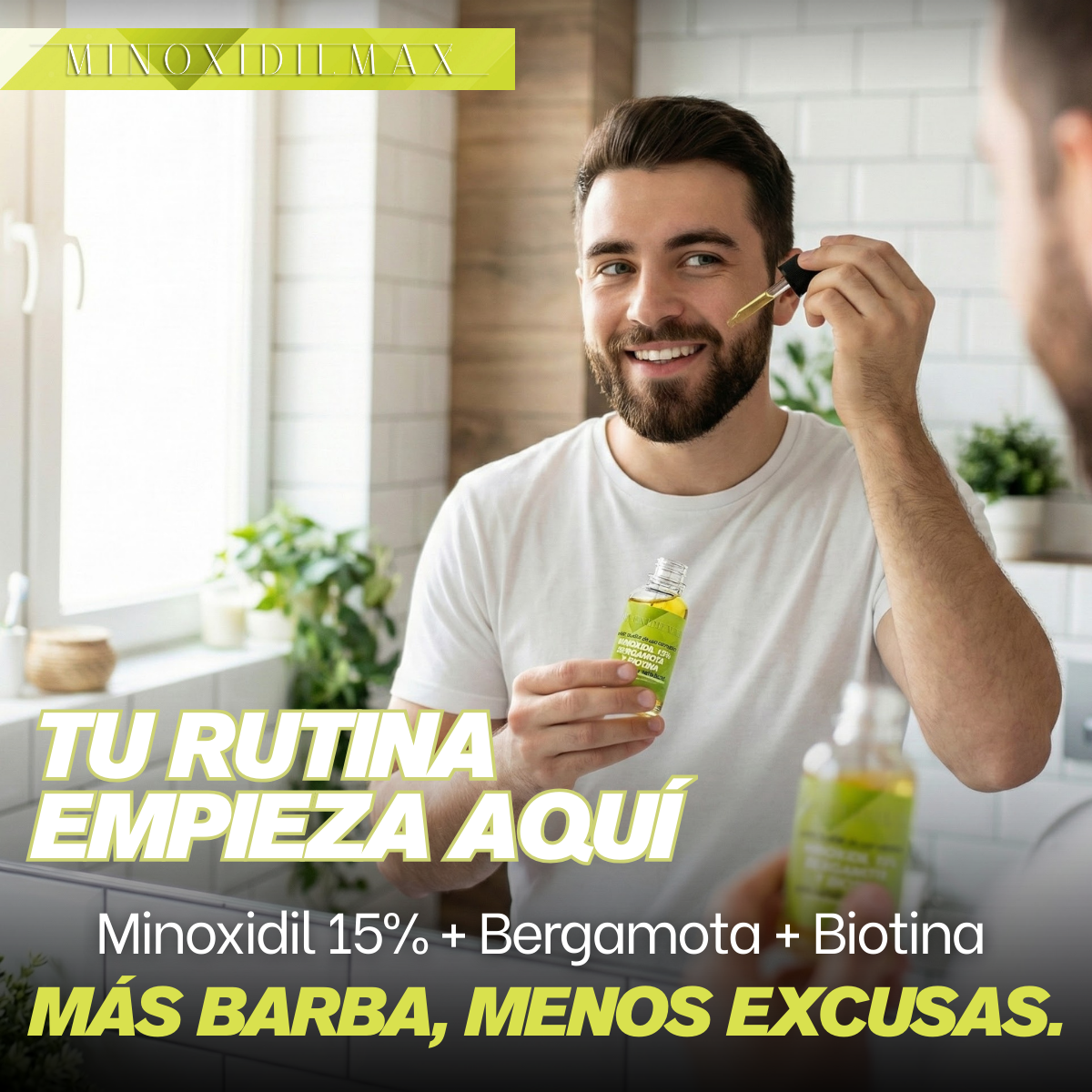 Loción Minoxidil 15% + Bergamota + Biotina Para Cabello Y Barba 10 piezas