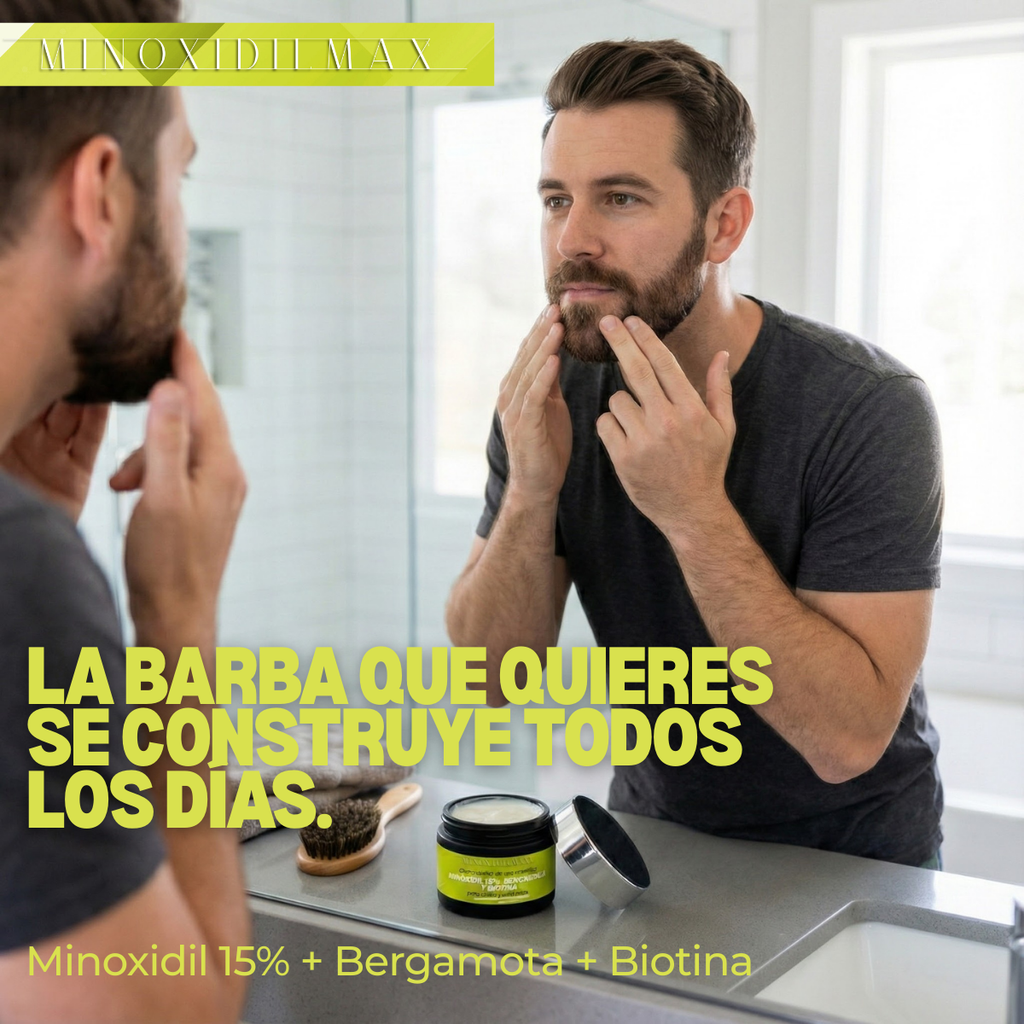 Crema Minoxidil 15% + Bergamota + Biotina para Cabello Y Barba kit 3