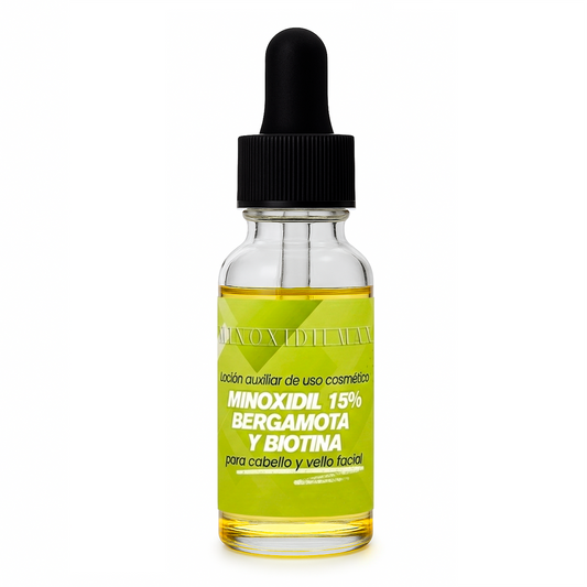 Loción Minoxidil 15% + Bergamota + Biotina Para Cabello Y Barba