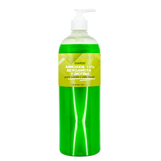 Shampoo Minoxidil 15% + Bergamota + Biotina para Cabello Y Barba