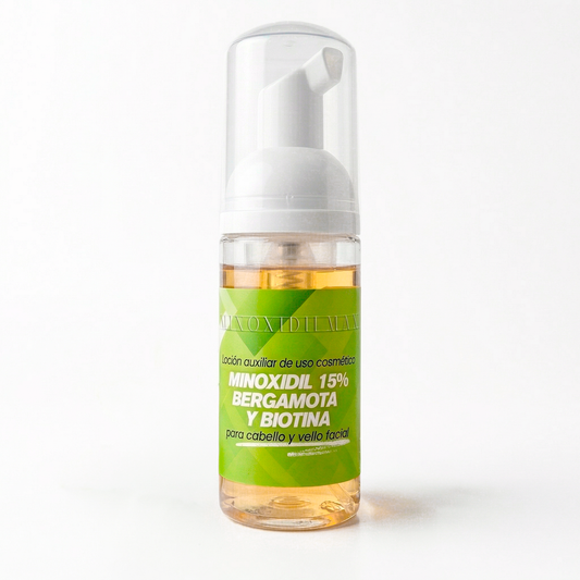 Espuma Minoxidil 15% + Bergamota + Biotina Para Barba 50ml